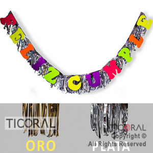 GUIRNALDA LETRA F/CUMPLEA�OS FLECOS FLUO x 1